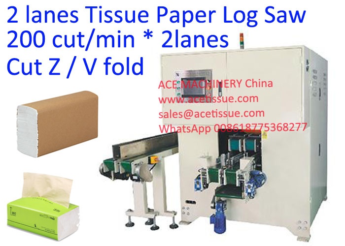 Automatic Two Lanes Facial Tissue Paper Log Saw Cutting Machine