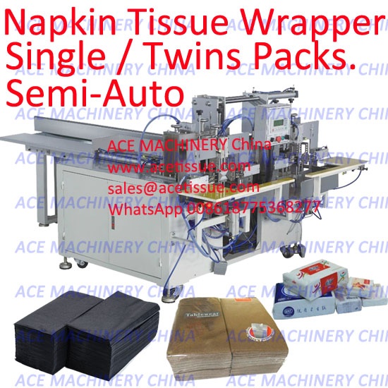 Semi automatic paper napkin packing machine for twins packs.