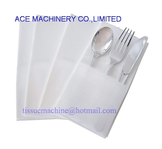 Paper Airlaid Nonwoven Dinner Napkin with a Pocket to Put Fork and Knife