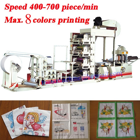 2 3 4 6 8 colors High Quality High Resolution Paper Napkin Tissue Flexo Printing Machine