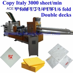 Copy Italy 300 m/min V 1/2 1/4 1/8 1/6 Fold Paper Napkin Luncheon Beverage Table Serviette Tissue Folding Converting Embossing Machine
