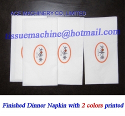 2Lanes High Speed 1/8 Fold Dinner Napkin Machine with 2 Colors Printing and Embossing
